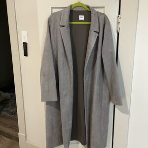 Zara Gray Faux Suede Duster